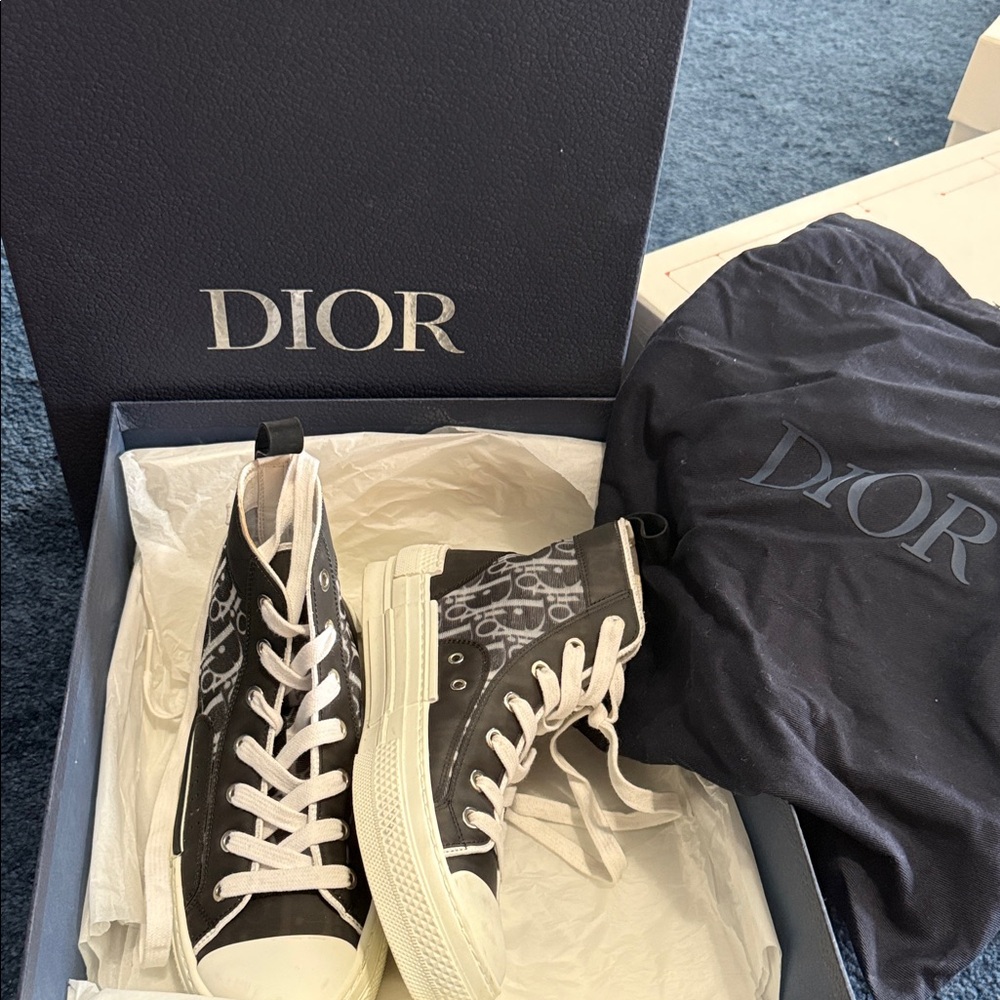 Dior Black and White High-Top Sneakers